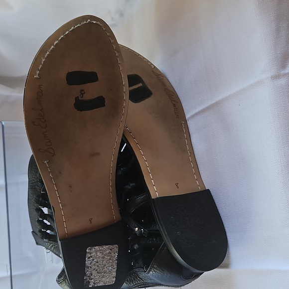 Sam Edelman Griffin Sandals BLack Boho Festival Thong Back Zip Leather Sz 8 - Picture 6 of 8